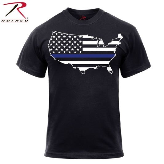 Rothco Thin Blue Line America Map T-Shirt - Men's Black TBL America Tee