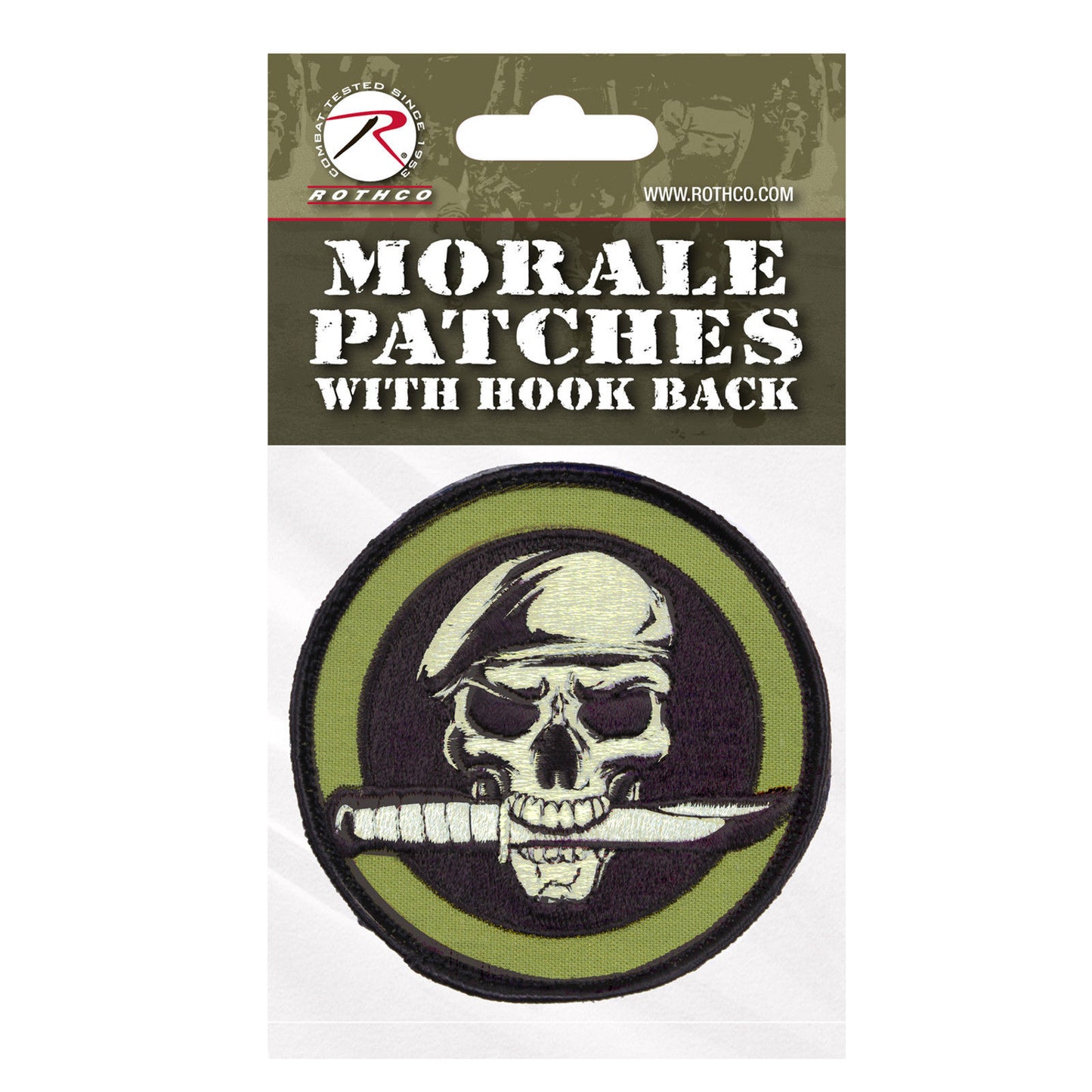 Rothco Skull & Knife Morale Patch - 3¼" Round Hook & Loop Patch