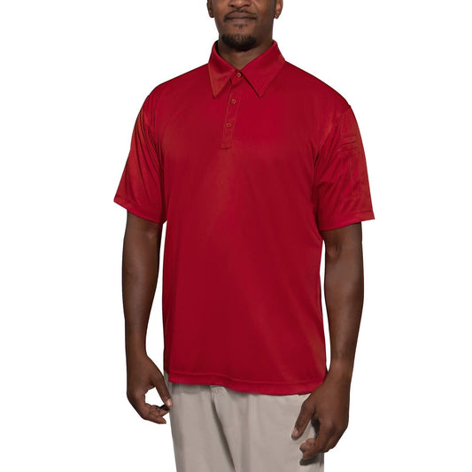 Men's Tactical Performance Polo Shirt In Grey or Red 3-Button Polyester Golf
