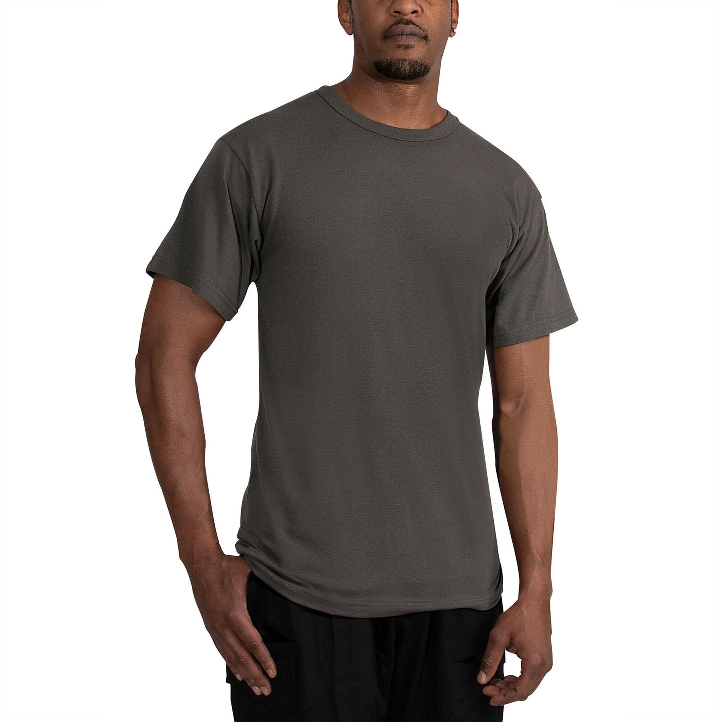 Men's Charcoal Grey Poly Cotton Blend Short Sleeve T-Shirt