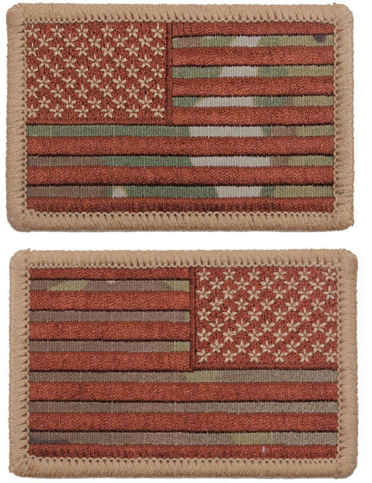 MultiCam Camouflage American Flag Iron On Patch - Camo USA Flag Sewn On Patches