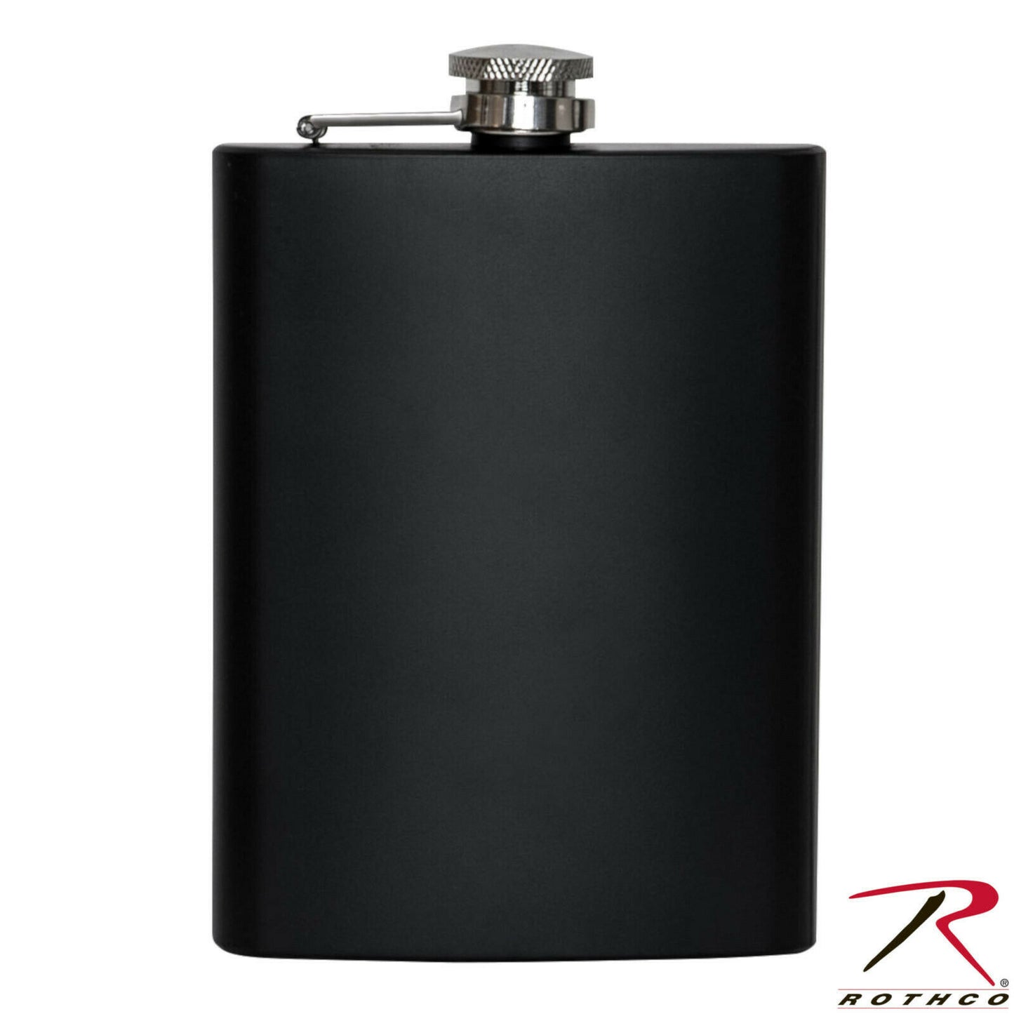 Rothco 8oz. Stainless Steel Black Flask w/ Hinged, Screw-Off Cap - 8 Ounce Flask