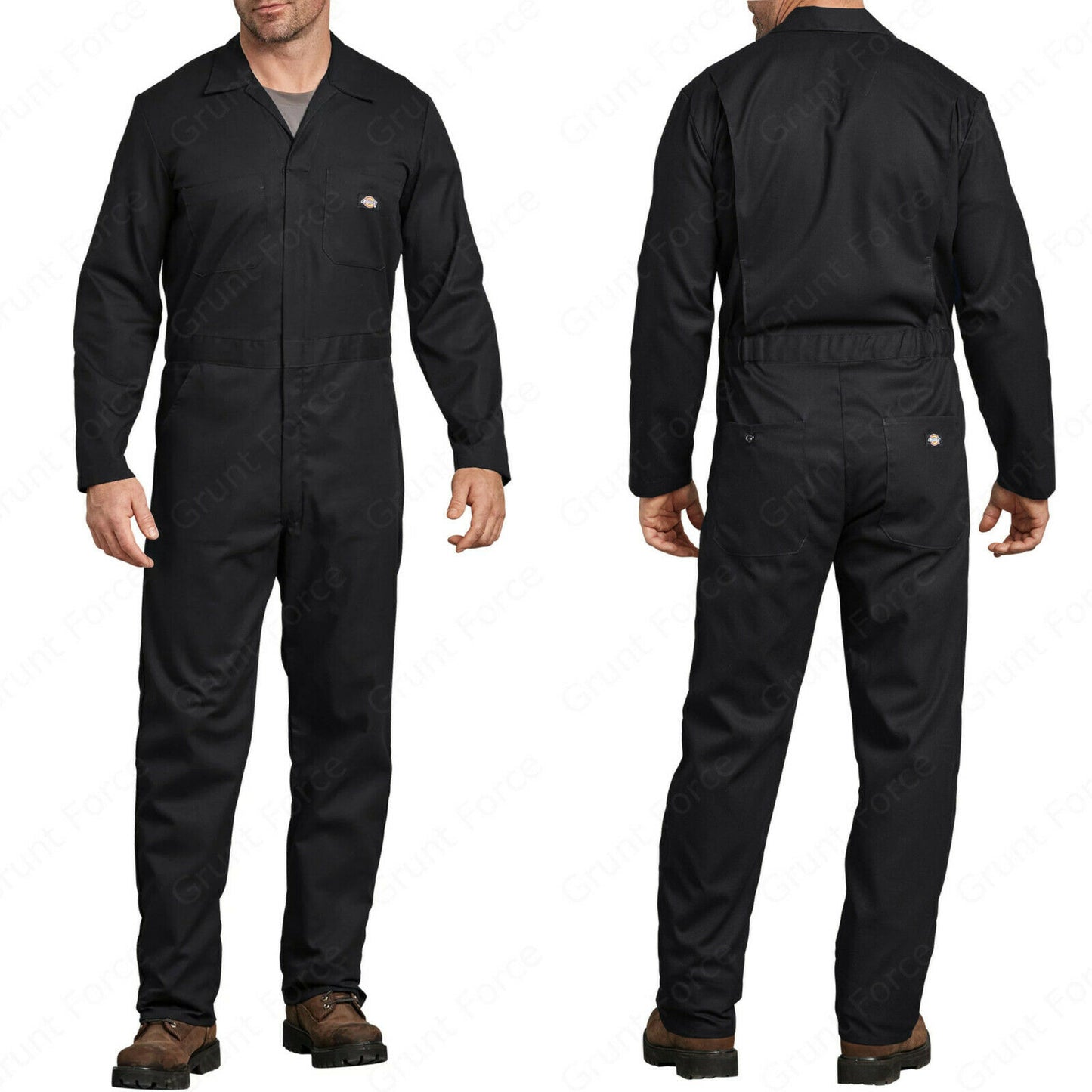 Dickies FLEX Long Sleeve Coveralls - Moisture Wicking Black Mechanic Jumpsuit