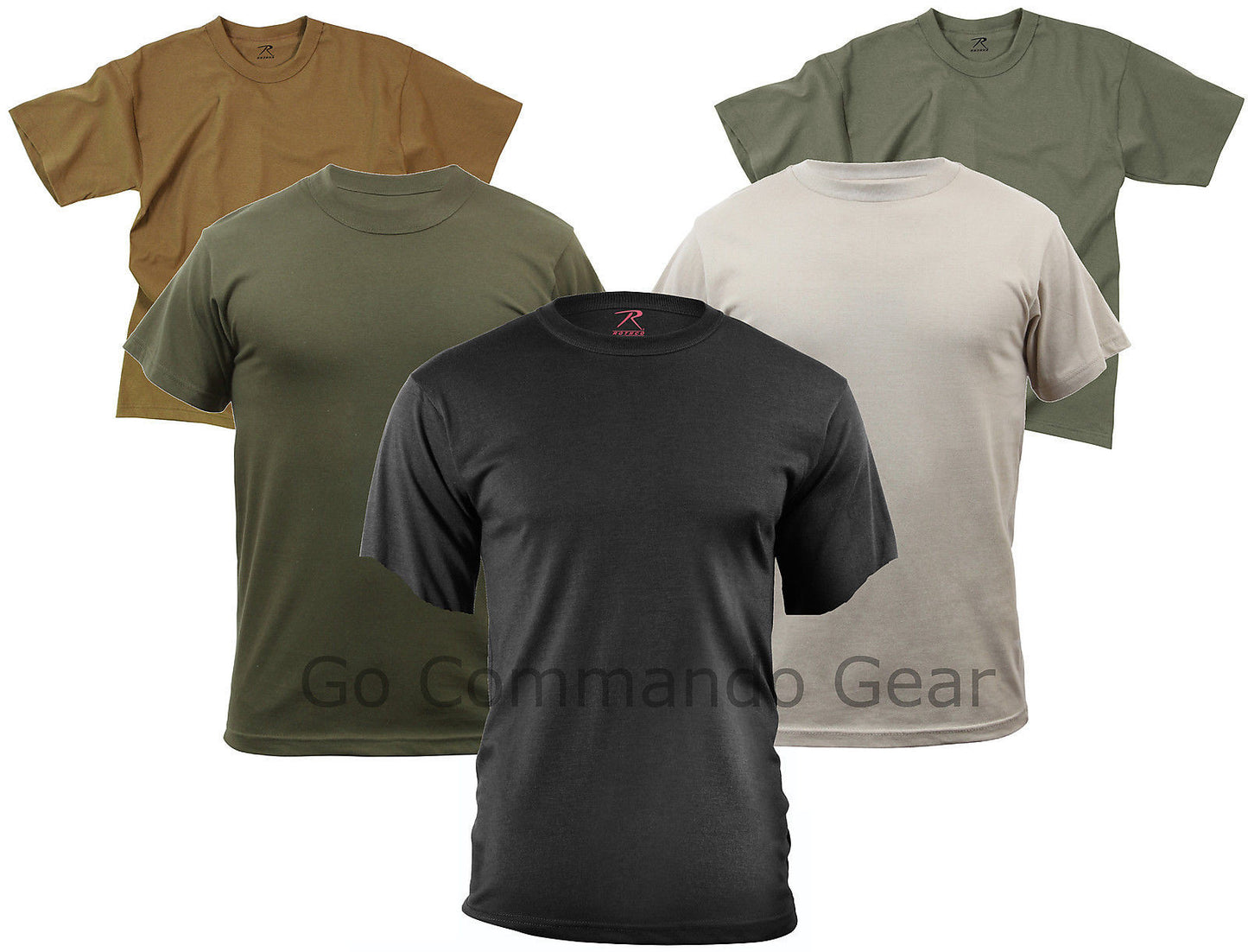 T-Shirt Variety 5 Pack All Five Solid Color 100% Cotton Short Sleeve Tees