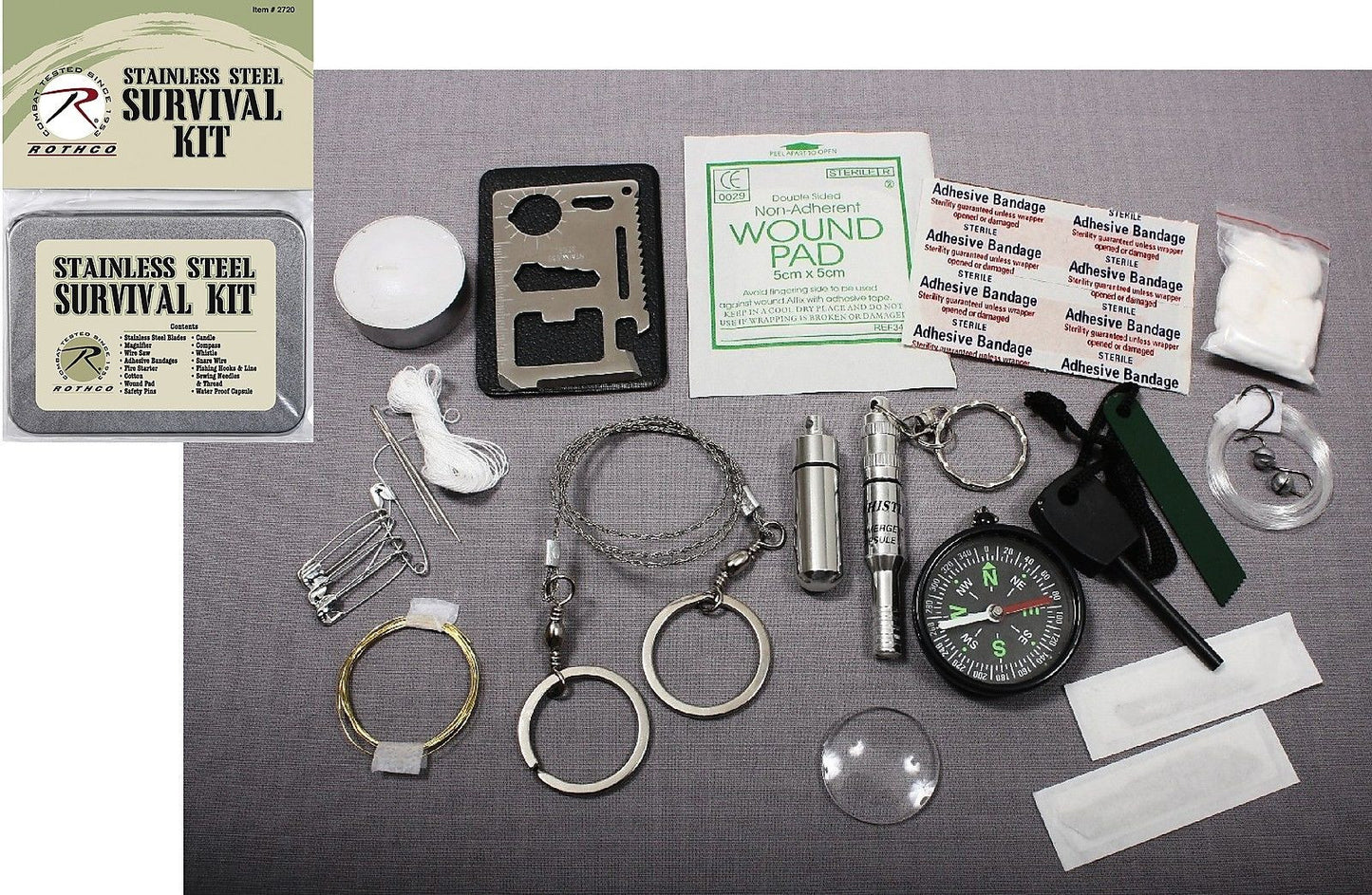 Survival Kit - Hiking, Camping, Hunting Outdoor Emergency Tin w/ Many Items