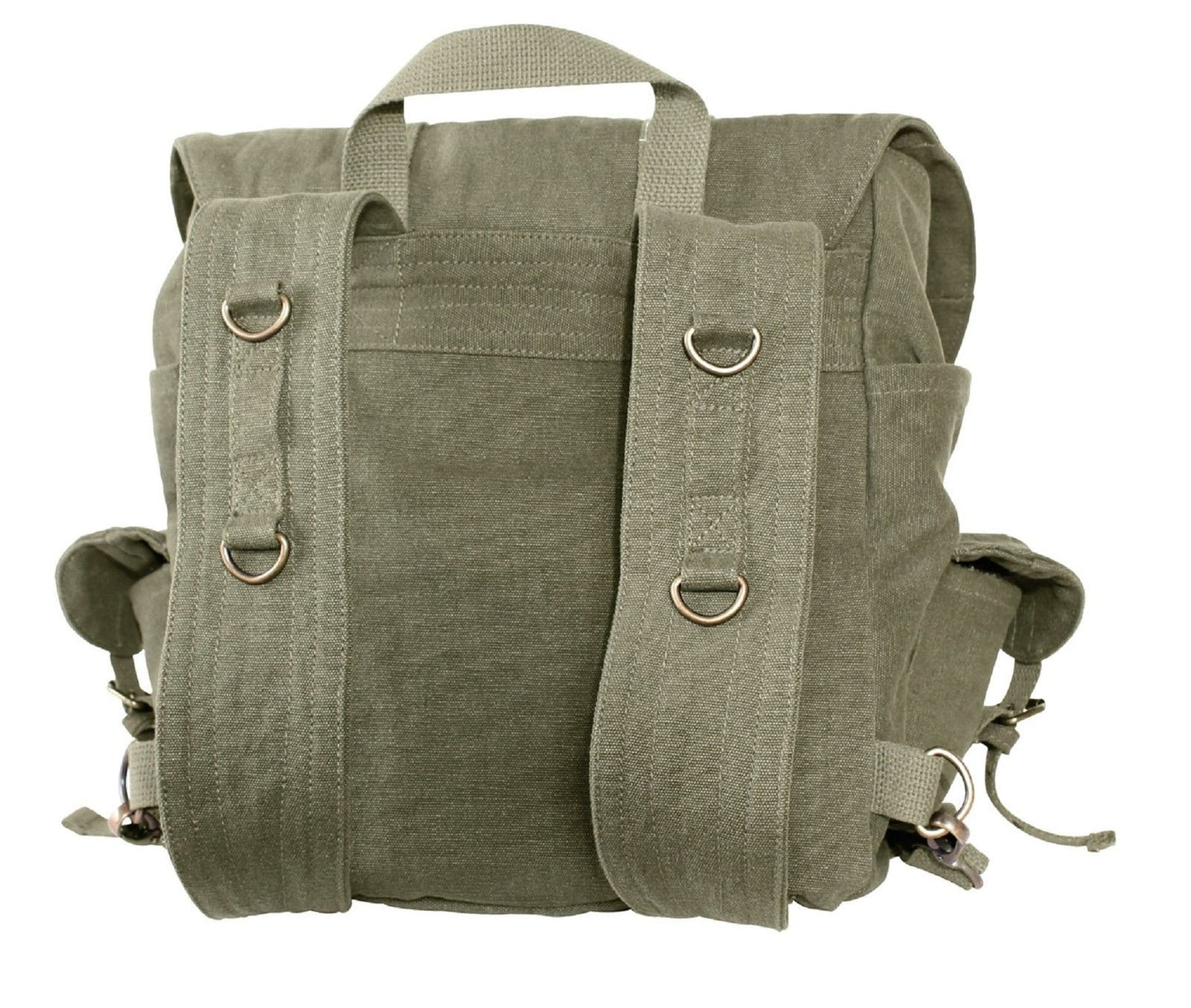 Vintage Style Olive Drab Compact Weekender Canvas Backpack w/ Medic Cross