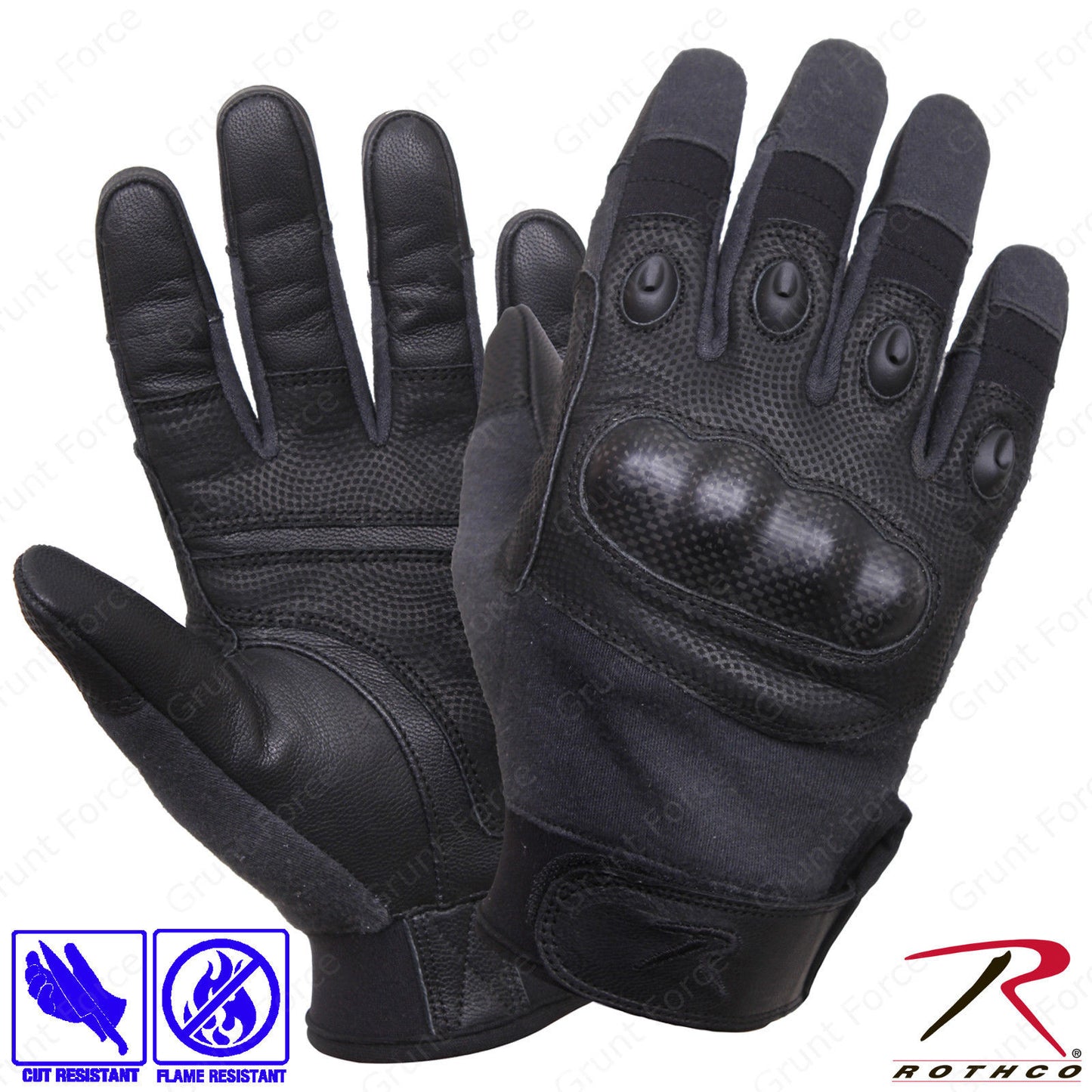 Rothco Carbon Fiber Hard Knuckle Cut & Fire Resistant Black Tactical Gloves