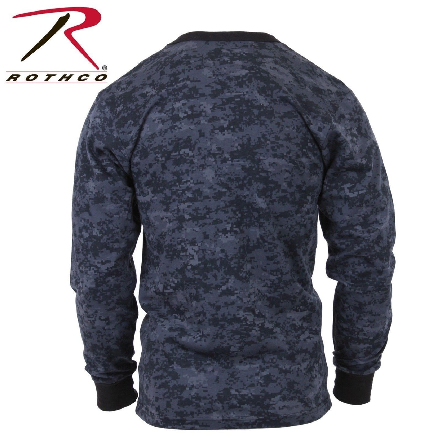 Rothco Mens Midnight Blue & Black Digital Camo Long Sleeve Camouflage Tee Shirt