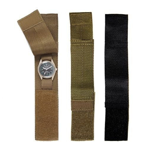 Hook & Loop Tactical Commado Watch Band - Black ACU OD or Coyote