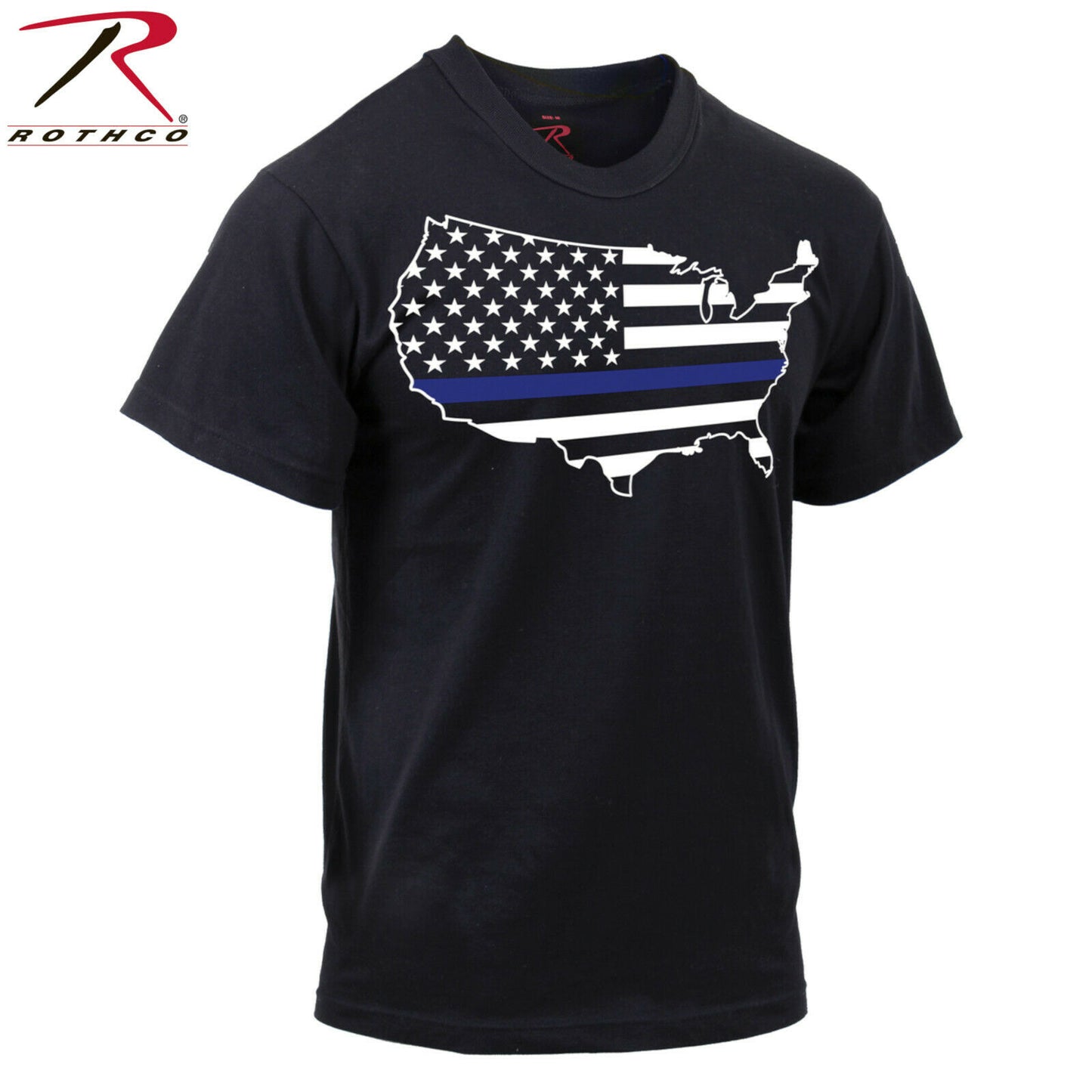 Rothco Thin Blue Line America Map T-Shirt - Men's Black TBL America Tee