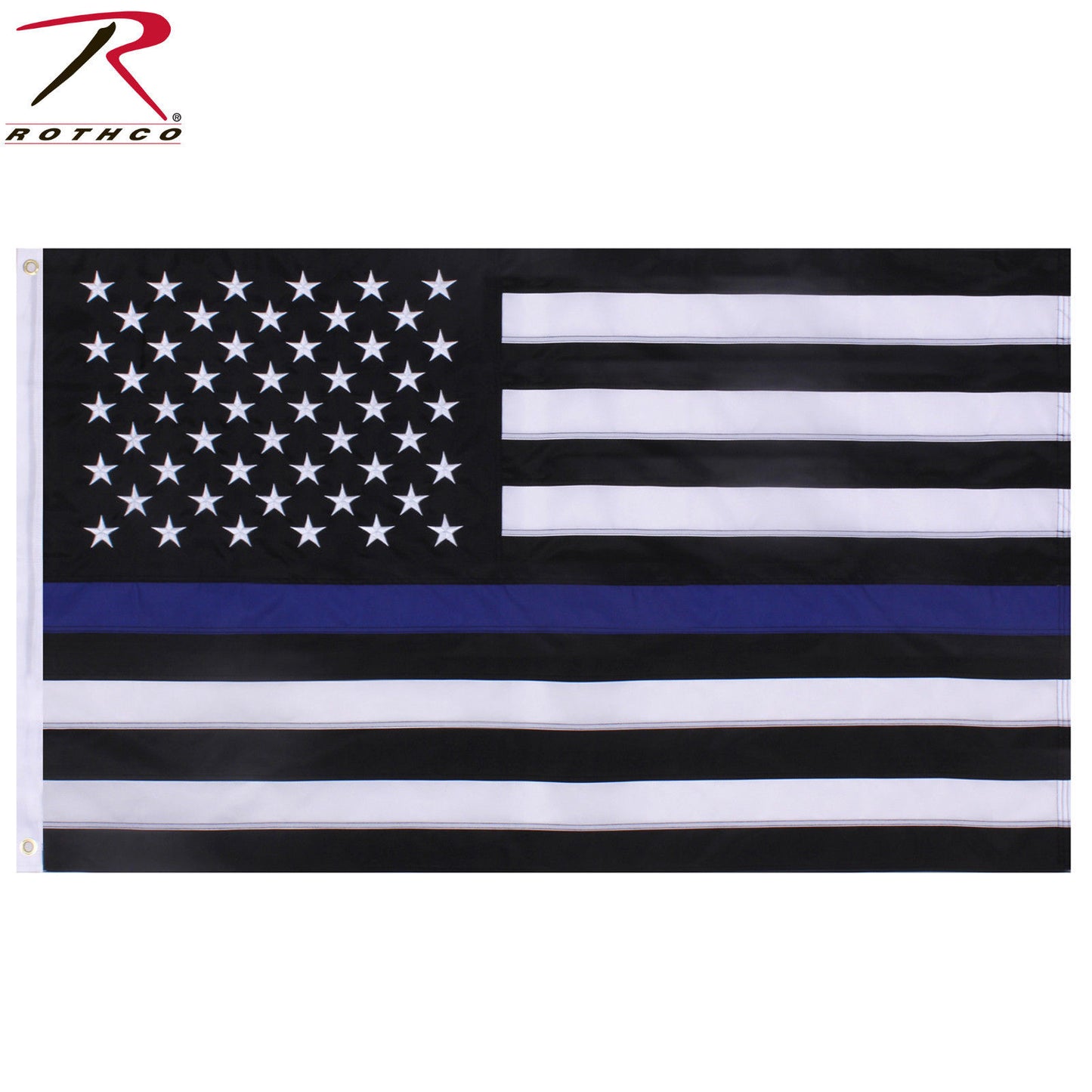 3' x 5' Embroidered Thin Blue Line U.S. Flag - Rothco TBL Deluxe American Flag