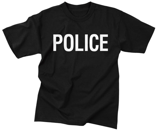 Black POLICE Double Sided T-Shirt - Law Enforcement T Shirt