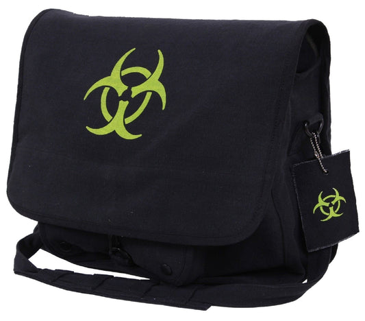 Black Canvas Bio-Hazard Messenger Bag - Rothco Zombie Fighter Shoulder Bags