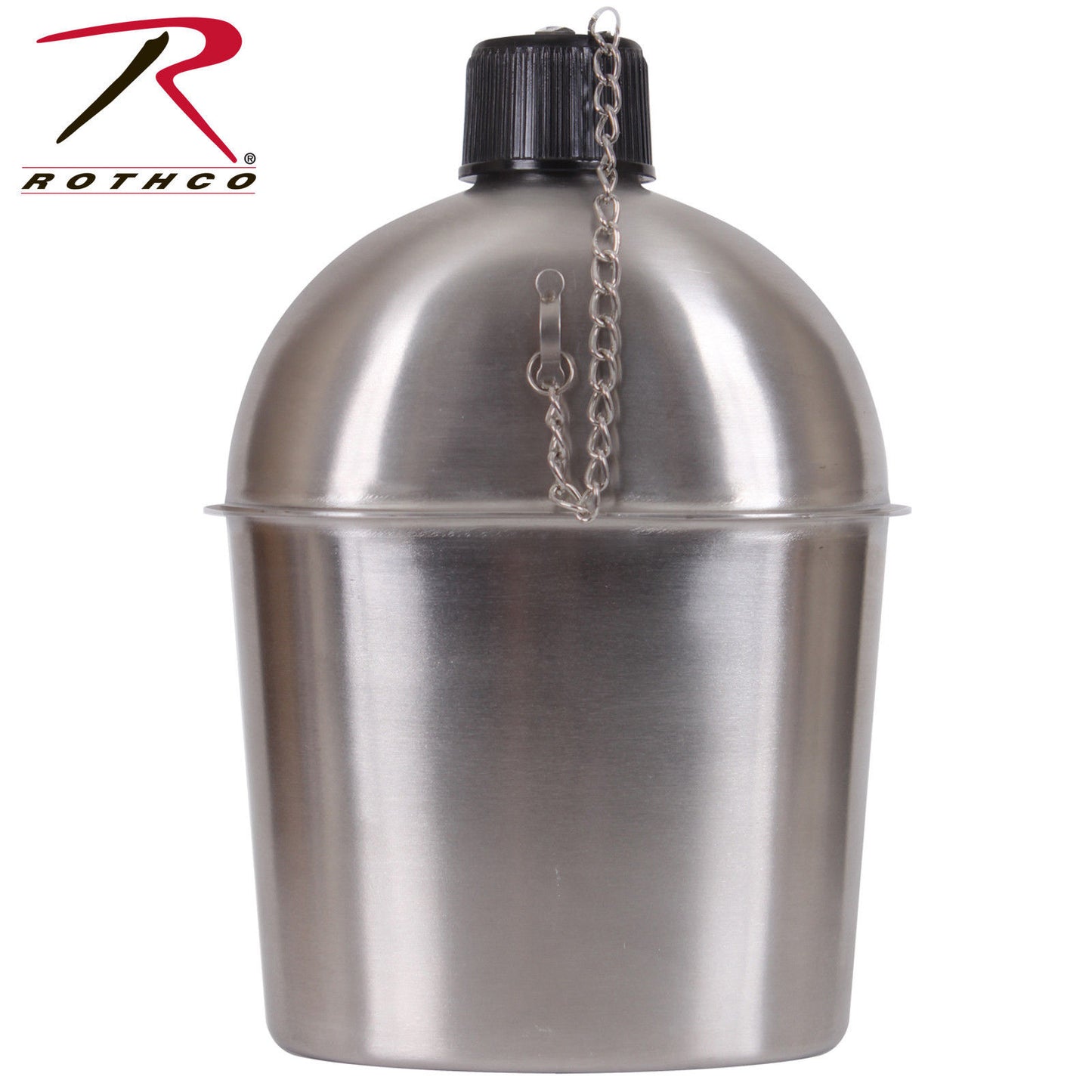 Rothco GI Style 1.3 Quart Stainless Steel Canteen - Screw On Cap With Chain