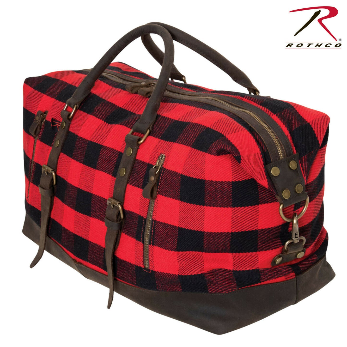 Red Plaid Extra Large Canvas Travel Bag - Rothco Extended Weekender Bag 23x11x14