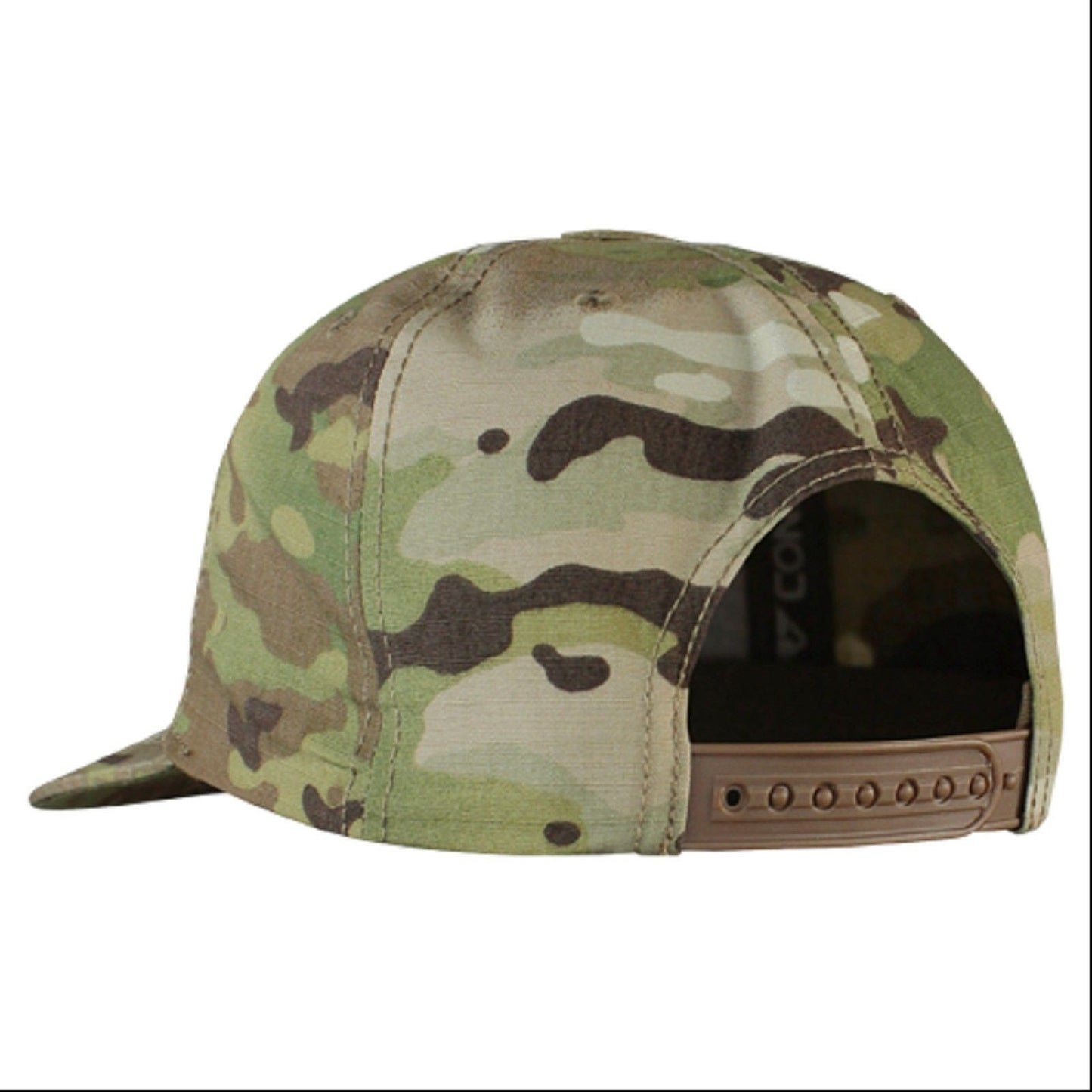 MultiCam Camouflage Flat Bill Brim Baseball Cap Hat & Attachable USA Flag Patch