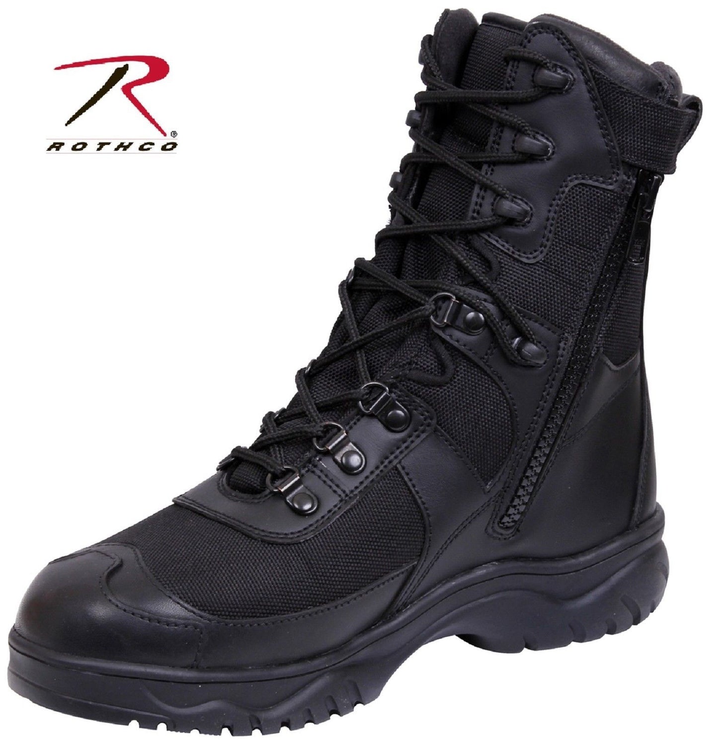 Black V-Motion Flex Tactical Boots Side Zipper GI Style Uniform Work Boot