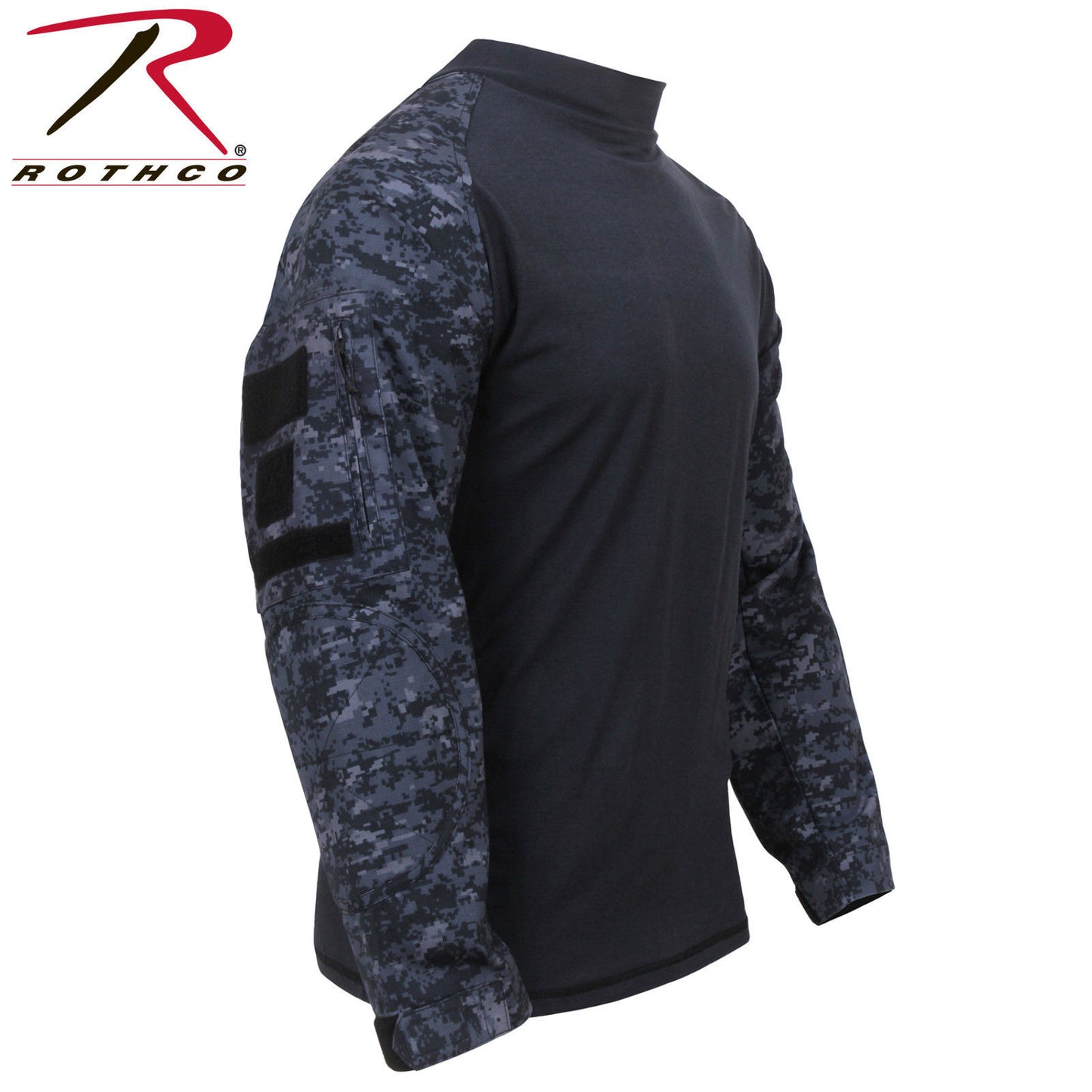 Men's Midnight Digital Camo Combat Shirt - Includes 2 2"x3" US Flag Patches