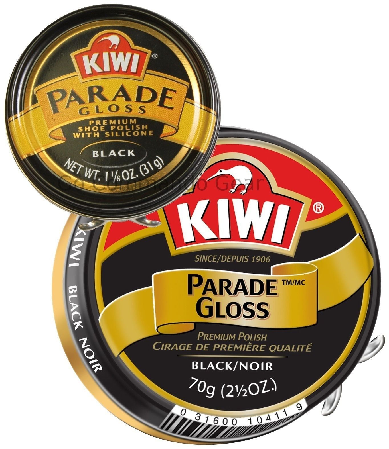 Kiwi Parade Gloss - Black Shoe Shine Polish - 70 & 31 Gram Tins Sizes - US Made