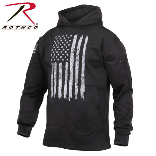 Rothco Men's Black Concealed Carry Hoodie With Distressed US Flag