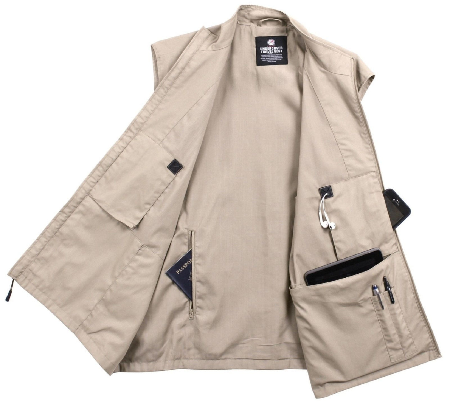 Mens Undercover Tactical Travel Vest - 12-Pocket Vests