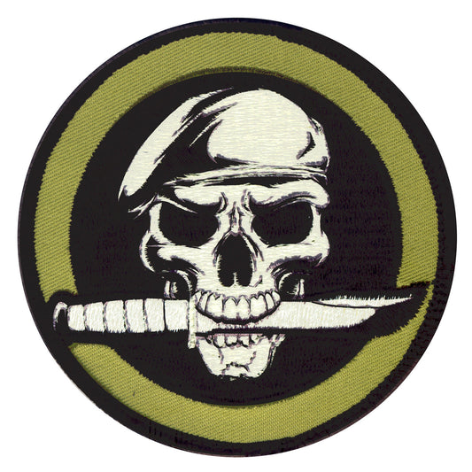 Rothco Skull & Knife Morale Patch - 3¼" Round Hook & Loop Patch