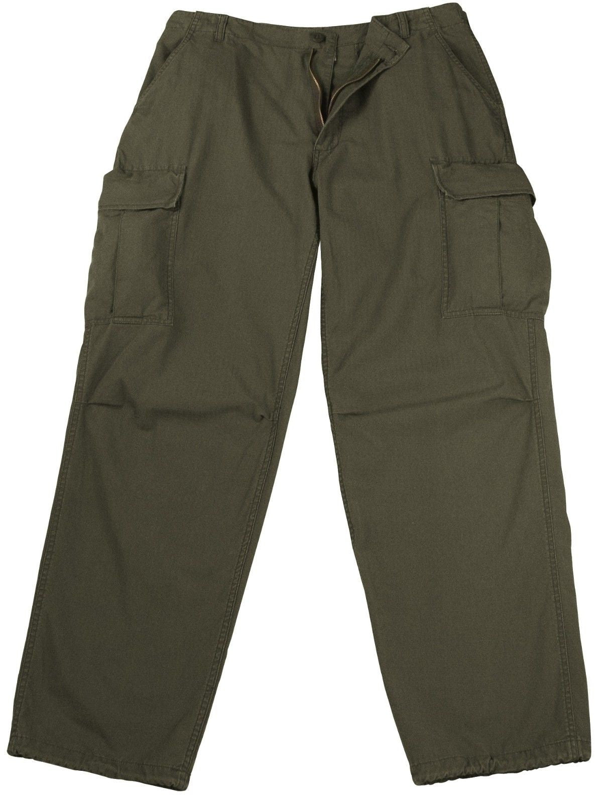 Vintage Vietnam Fatigue Cargo Pants Rip-Stop - Olive Drab 100% Cotton Rip-Stop
