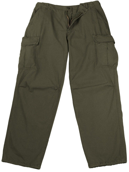 Vintage Vietnam Fatigue Cargo Pants Rip-Stop - Olive Drab 100% Cotton Rip-Stop