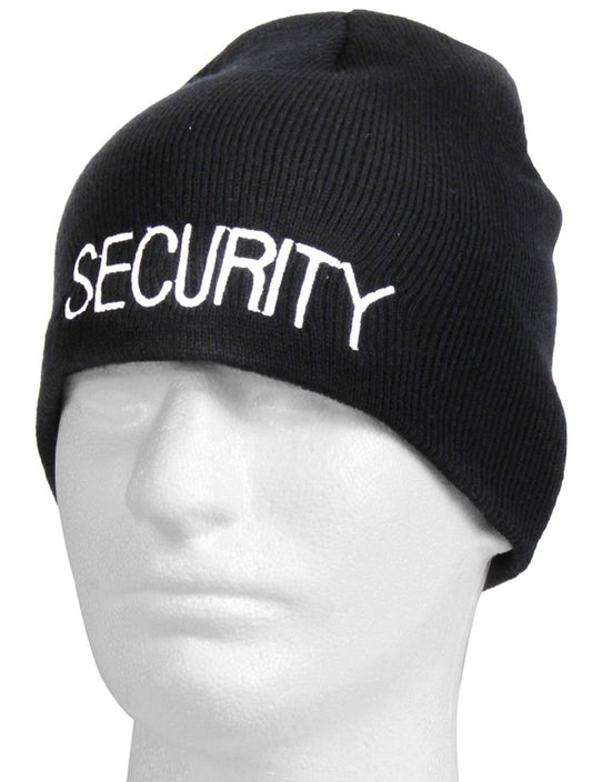 Embroidered SECURITY Winter Skull Cap - Rothco Black Acrylic Warm Ski Hat