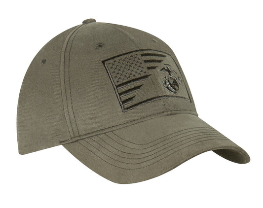 Olive Drab USMC Eagle Globe and Anchor Mid Profile Adjustable Cap