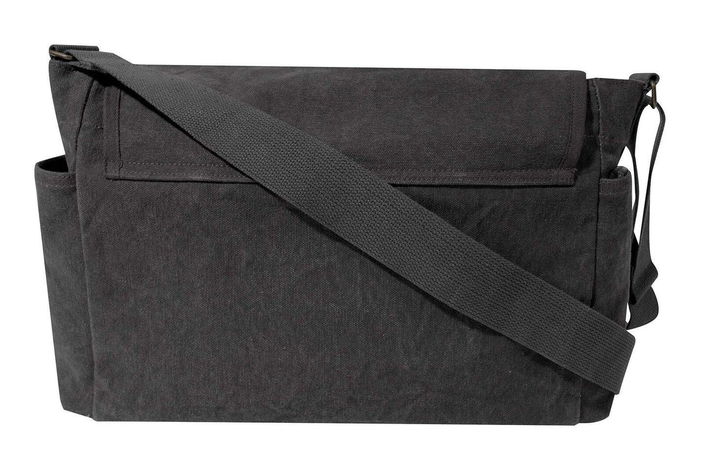 Charcoal Grey Vintage Look Unwashed Canvas Tactical Messenger Bag 15x11x6