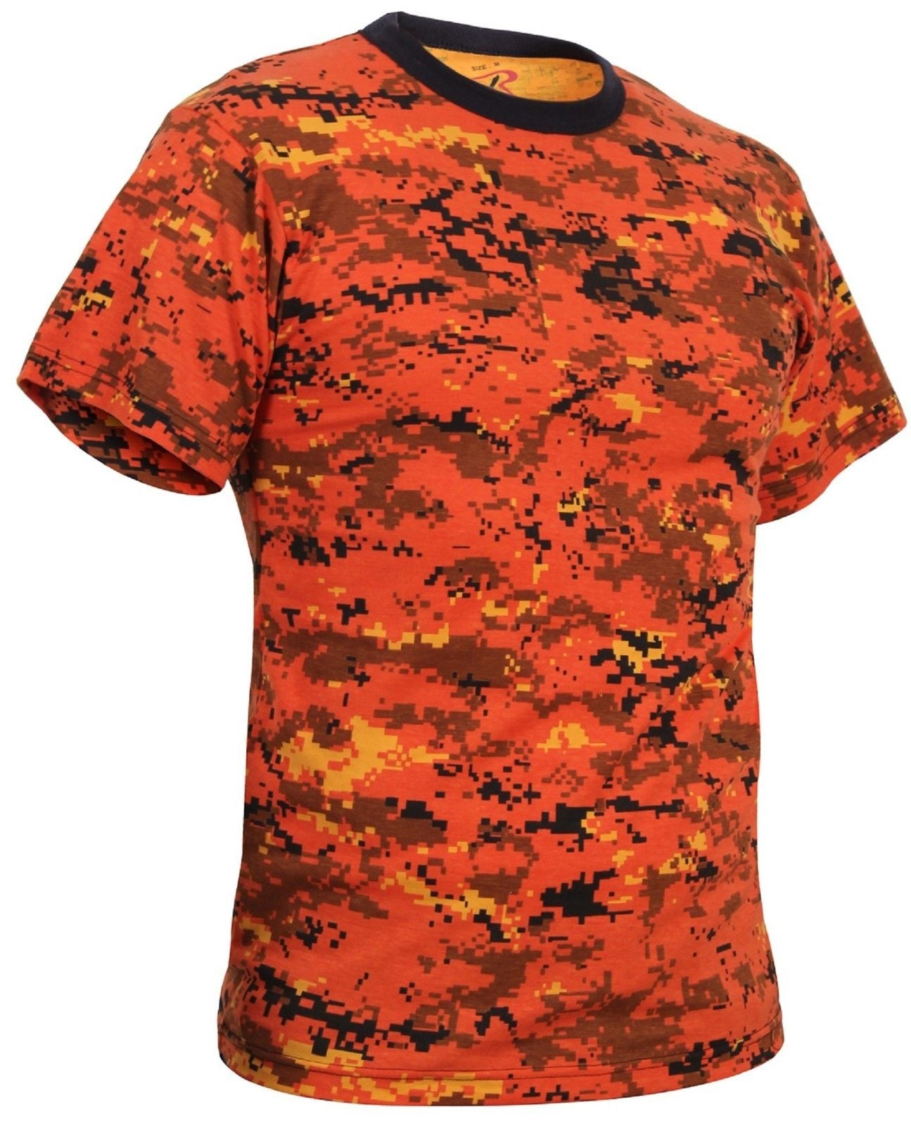 Orange & Black Digital Camouflage T-Shirt - Rothco Soft Cotton Digi Camo Tee