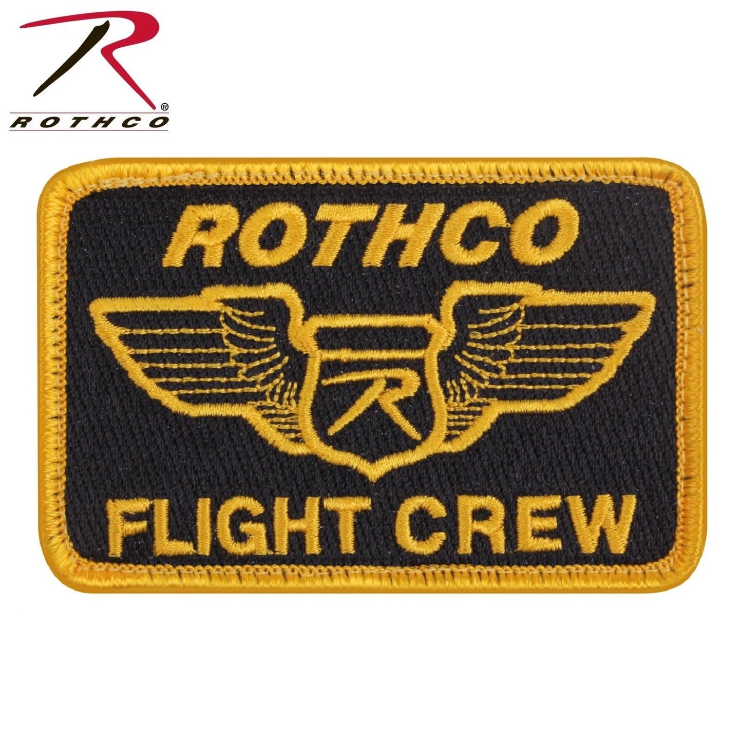 Rothco Hook & Loop Flight Crew Morale Patch - Black With Gold Lettering