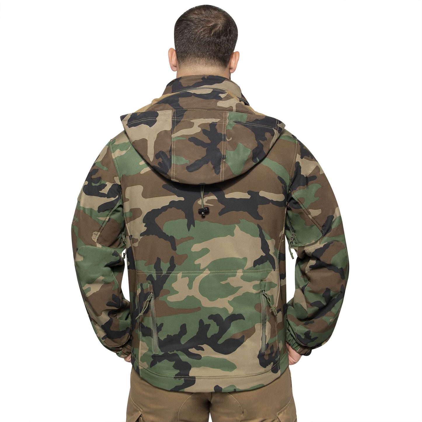 Men's Concealed Carry Water Resistant Soft Shell Tactical Jacket - Woodland Camo