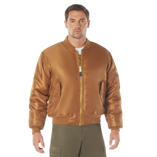 Work Brown MA-1 Flight Jacket - Army GI Style Reversible Bomber Jacket Coat