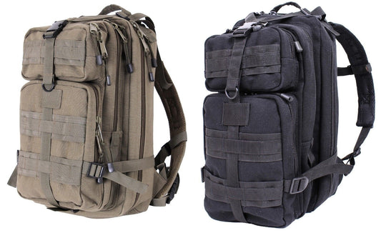 Rothco Tacti-Canvas Go Pack Black or OD MOLLE Tactical Canvas Backpack Bag