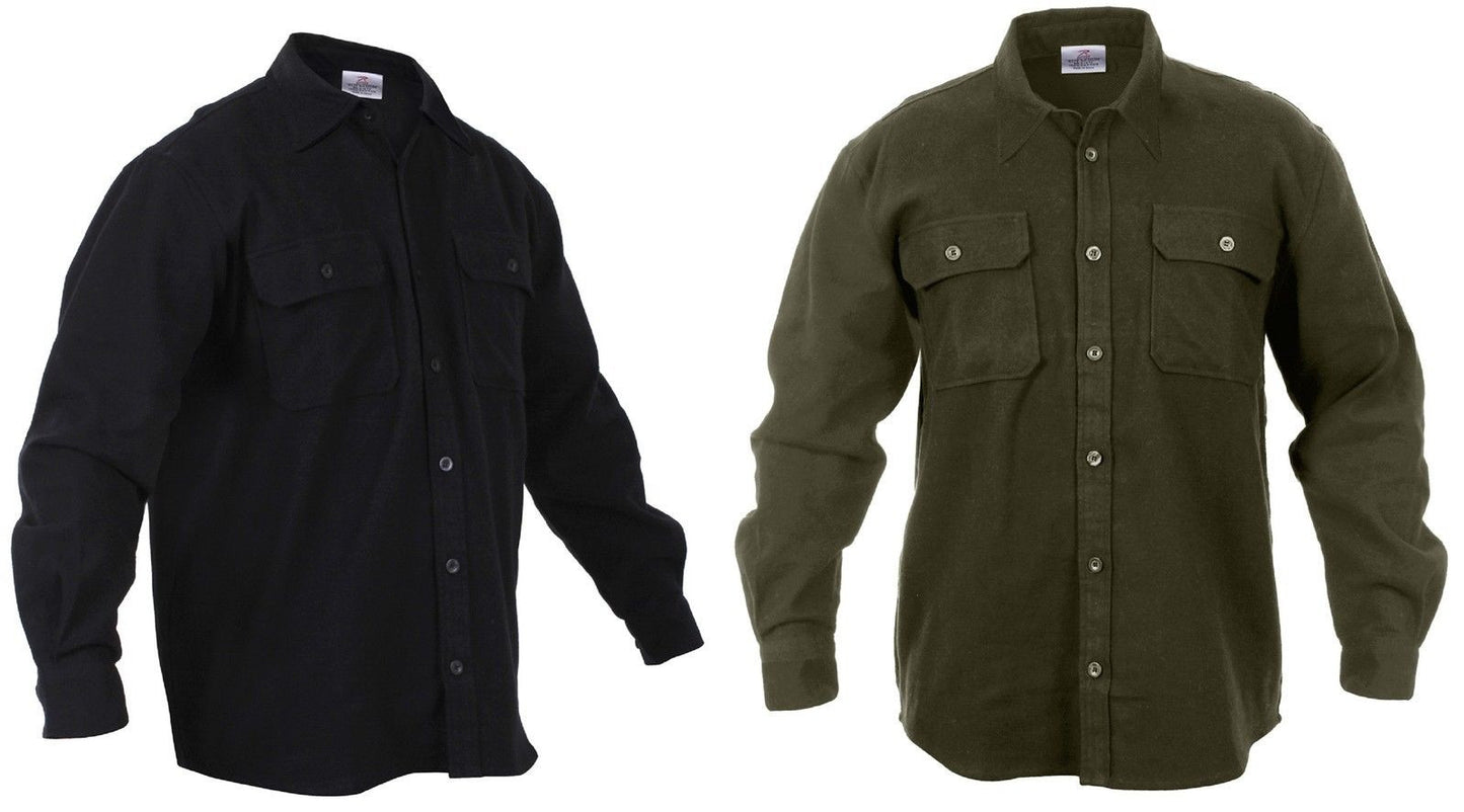 Men's Heavyweight 100% Cotton Flannel Button-Down Shirt