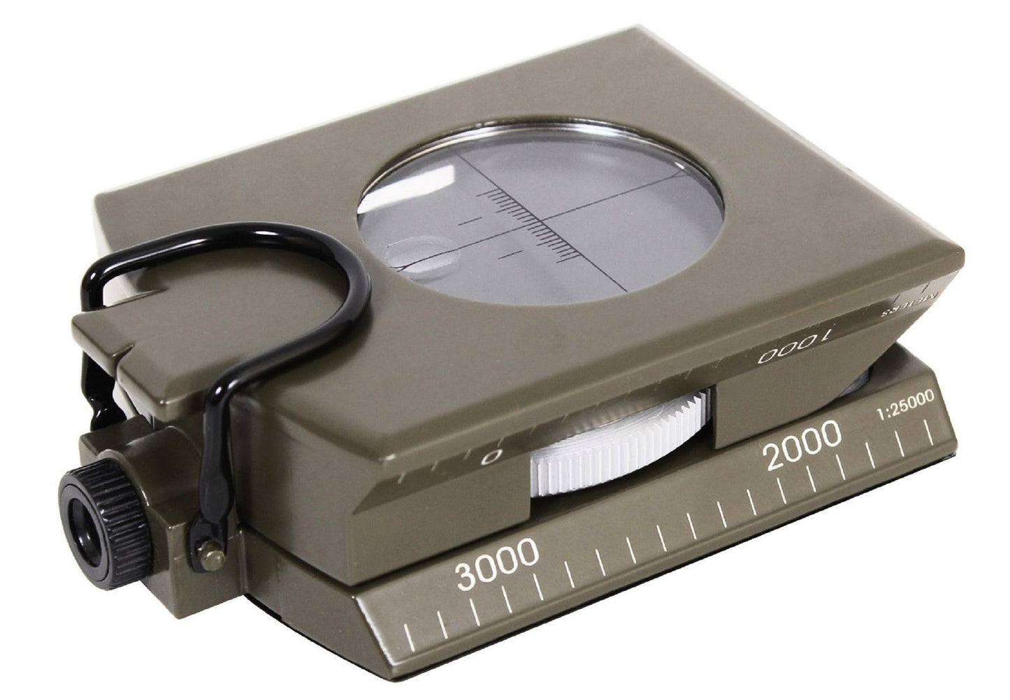 Deluxe Olive Drab Folding Marching Compass w/ Scales, Level, Magnifier