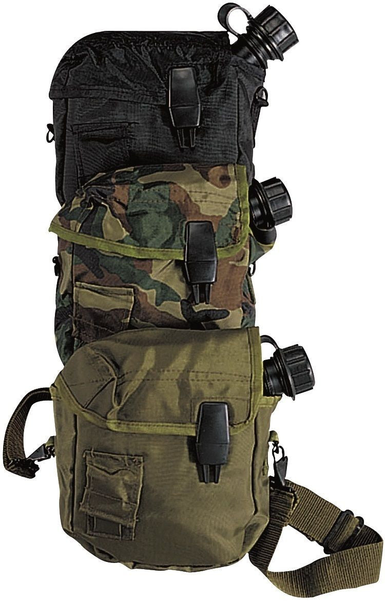 Tactical 2 Quart Bladder Canteen Cover - Camping/Hiking - Camo Black OD