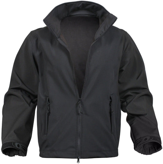 Black Soft Shell Uniform Jacket - 100% Waterproof Lightweight Fall/Winter Coat
