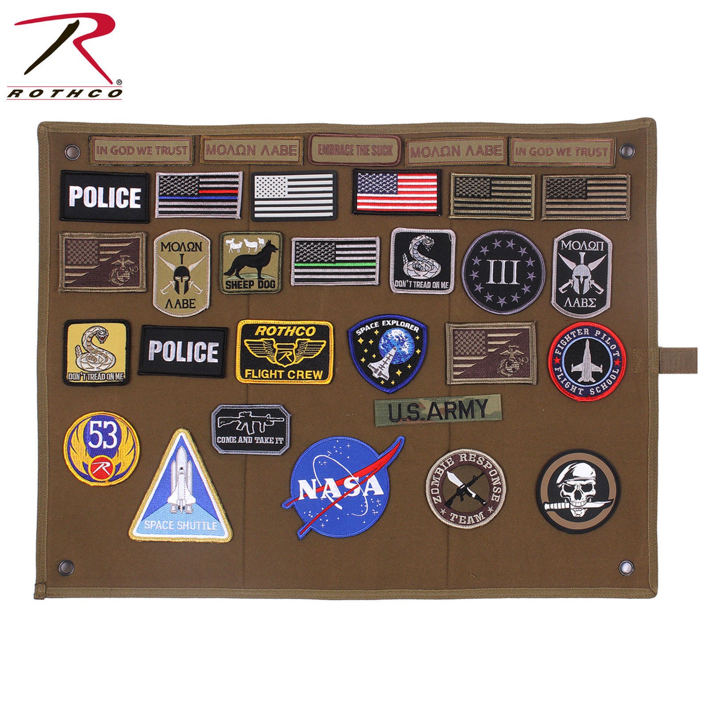 Rothco Hook & Loop Morale Patch Board - Hanging Roll-Up Insignia Accessory Board