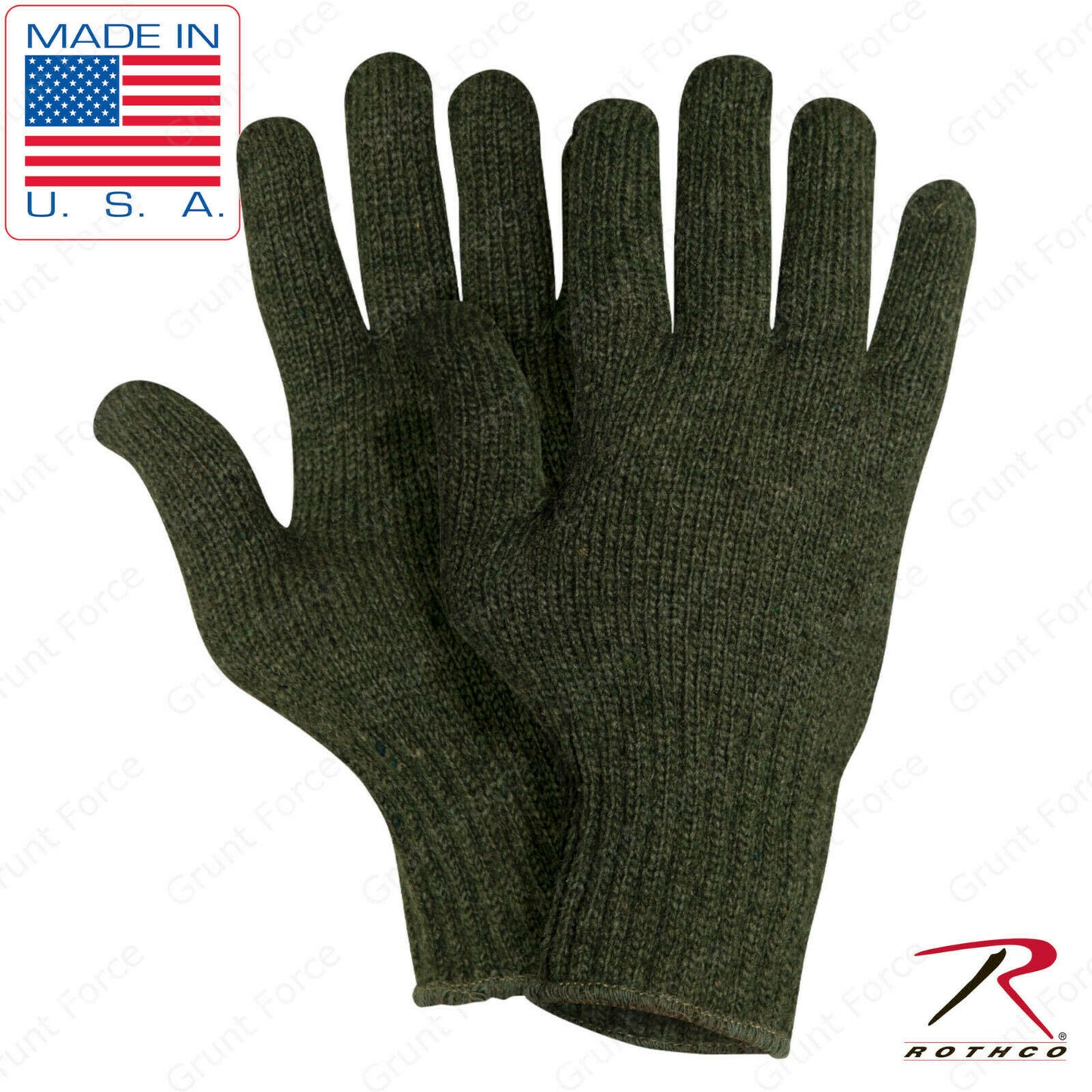 Olive Drab Wool Blend Glove Liner US Made - Winter Weather Blank Gloves