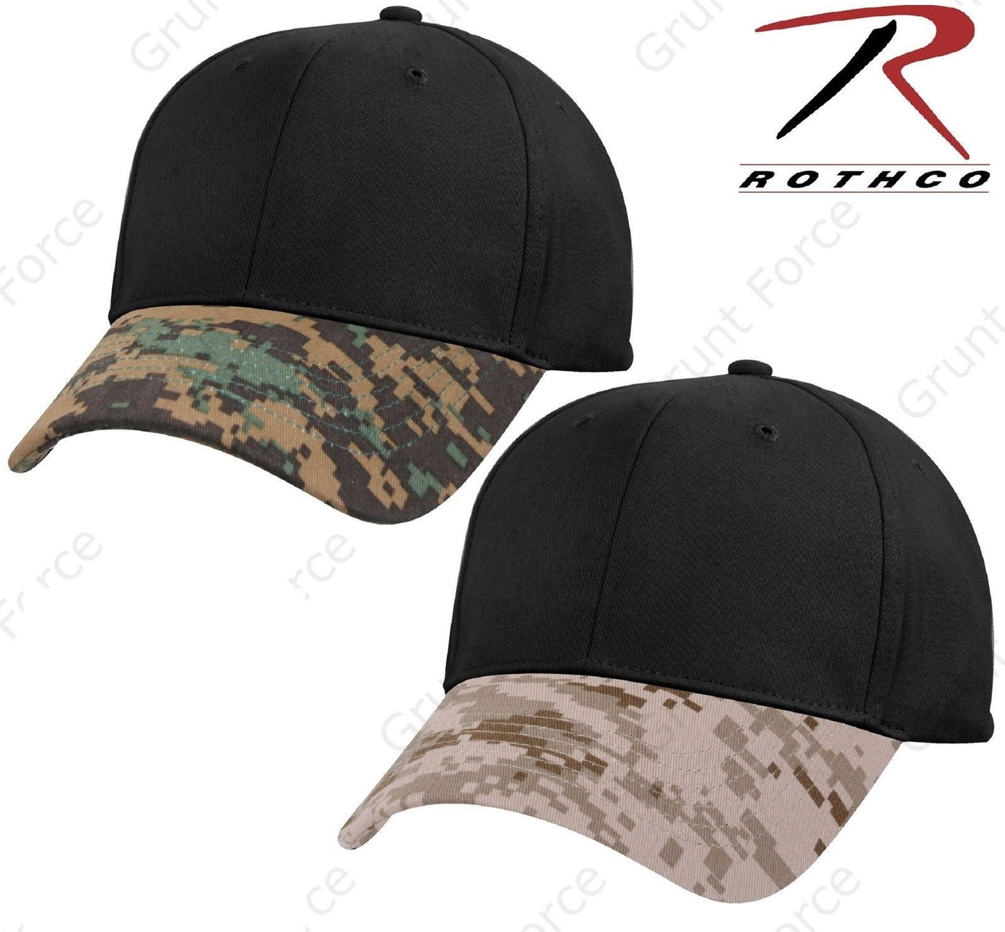 Digital Camouflage Two Tone Low Profile Baseball Cap - Rothco Digi Camo Brim Hat