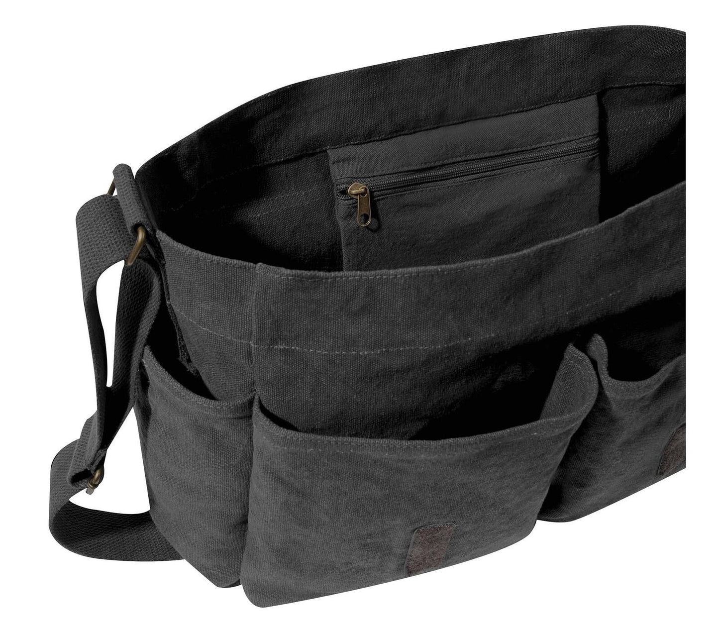 Charcoal Grey Vintage Look Unwashed Canvas Tactical Messenger Bag 15x11x6