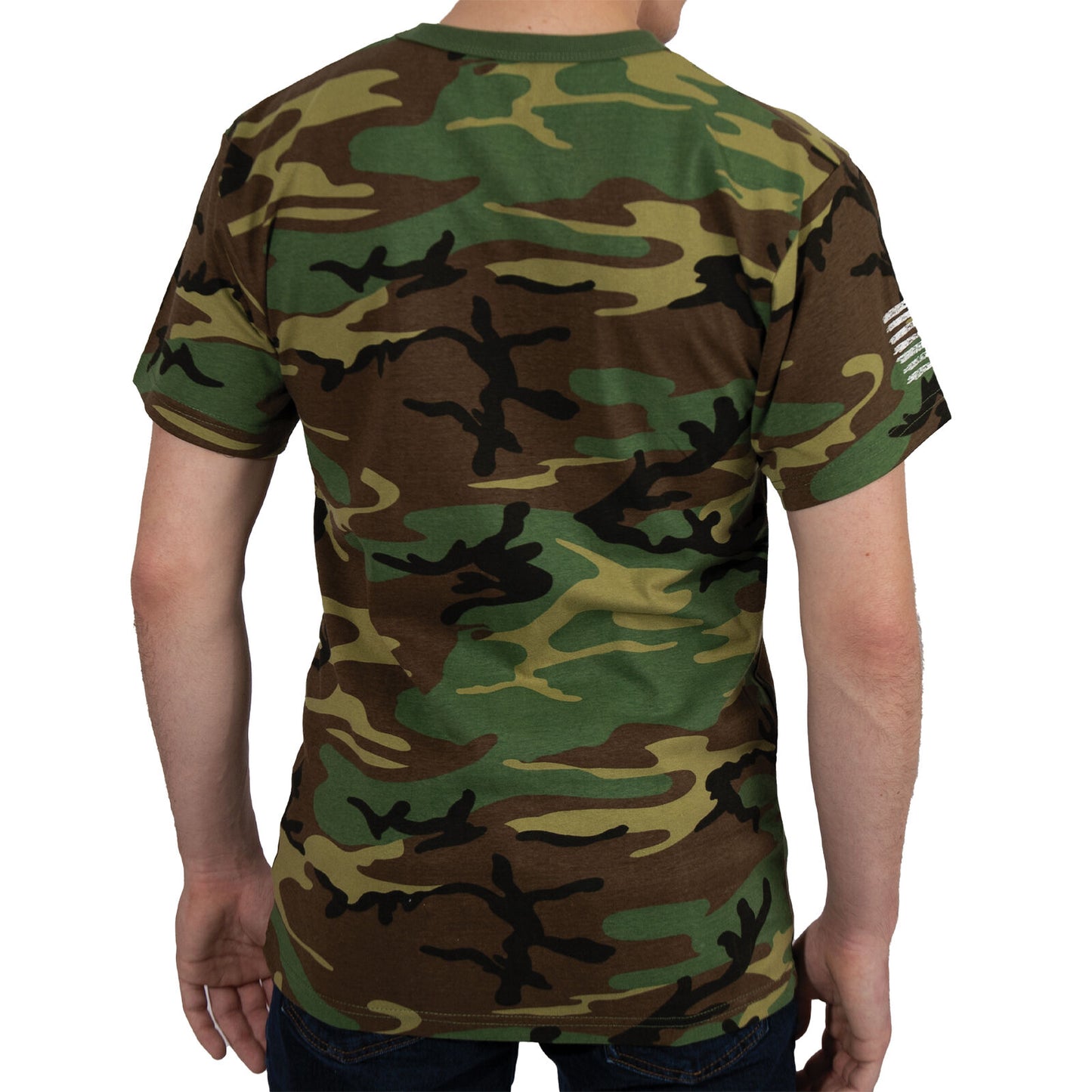 Rothco Camo US Flag T-Shirt Camouflage Tee Shirt With Distressed US Flag