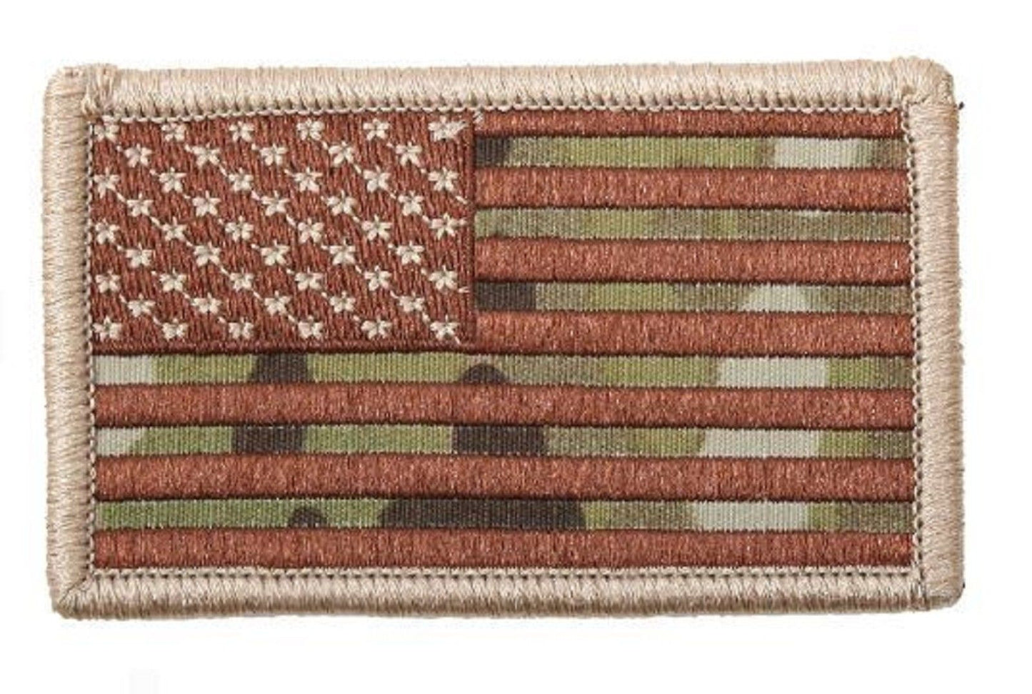 MultiCam Camouflage Flat Bill Brim Baseball Cap Hat & Attachable USA Flag Patch
