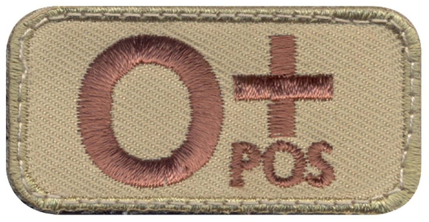 Coyote Brown O+ Blood Type Patch - Rothco O Positive Velcro-Type Hook Patches