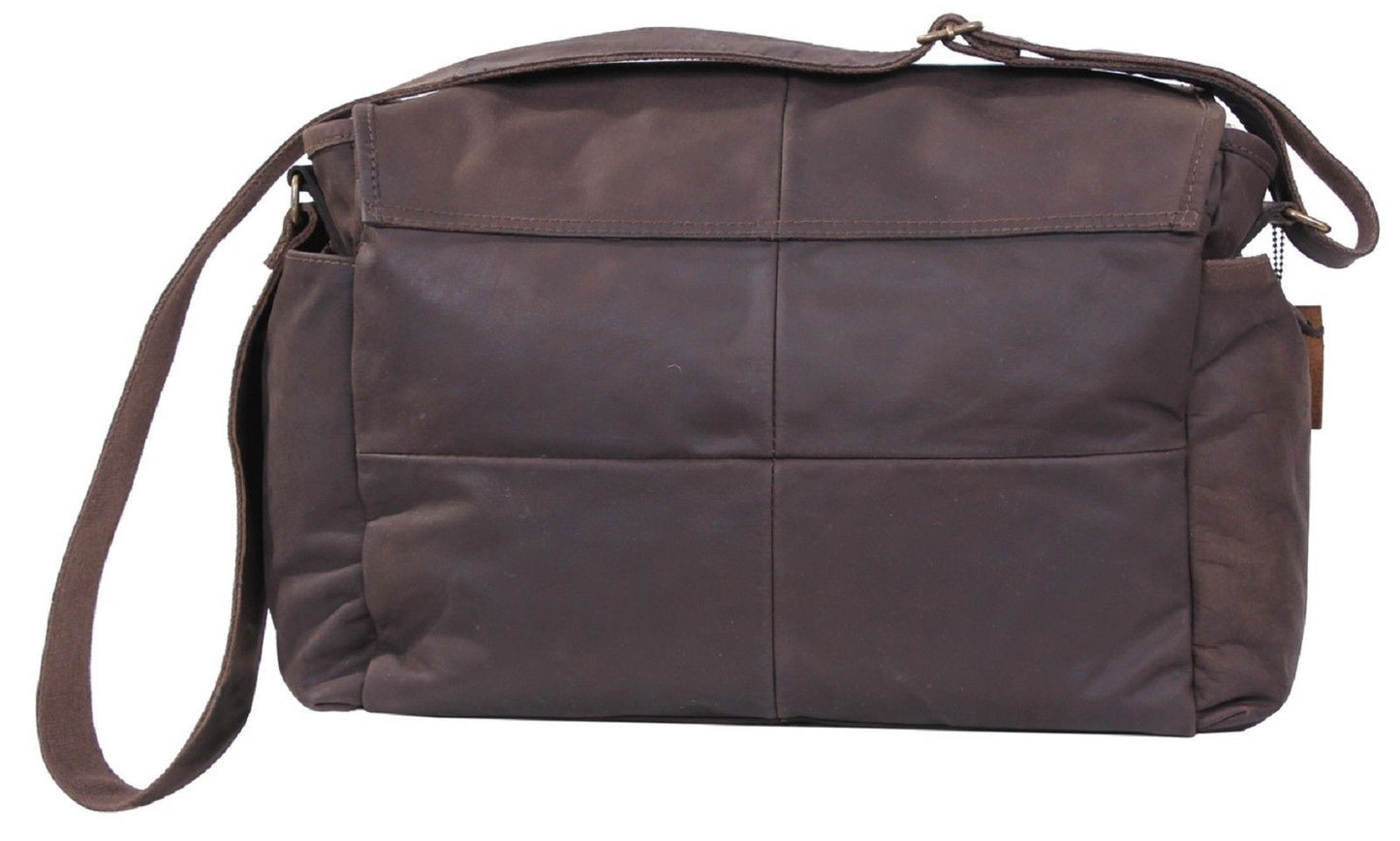 Brown Leather Classic 5-Pocket Messenger Shoulder Bag Rothco 91480 ...