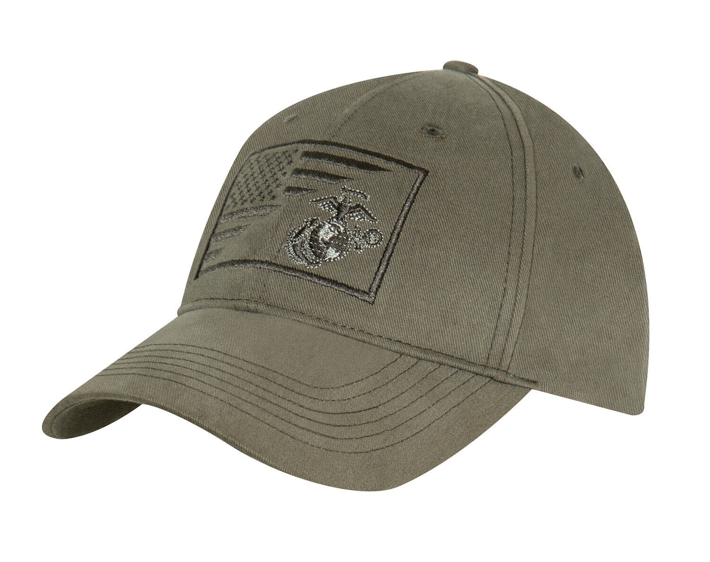 Olive Drab USMC Eagle Globe and Anchor Mid Profile Adjustable Cap