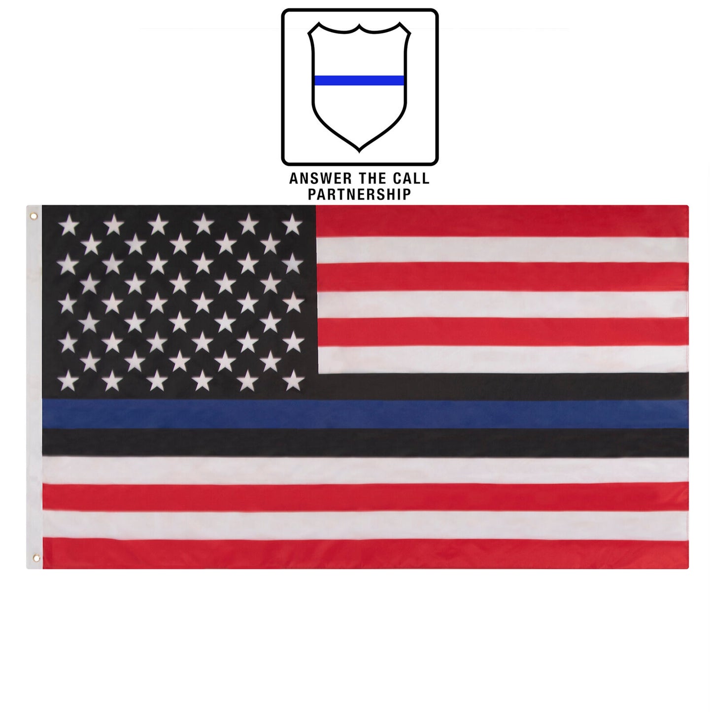Red White and Blue Thin Blue Line US Flag - 3' X 5' American Flag w/ TBL
